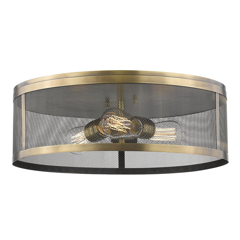 Plafonnier encastré 3 lumières Alyria, H 6 po x l 18 po x P 18 po, Laiton naturel