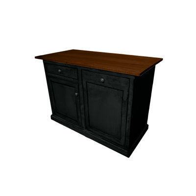 Traditional 60" Solid Wood Kicthen Island with trash bin compartment and Drop Leaf