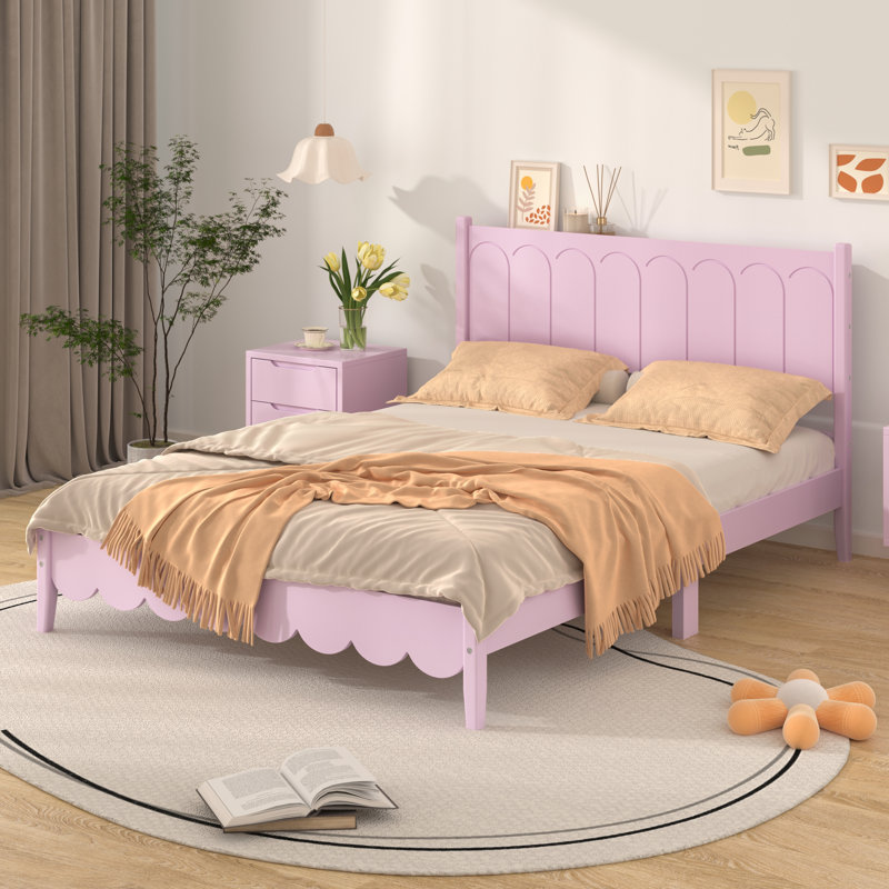 Hersir Wood Platform Bed, Full, Pink