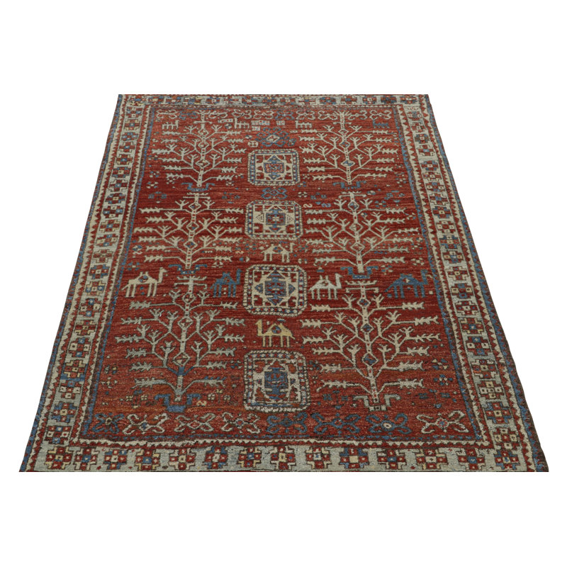 Burano Hand Knotted Wool Geometric Area Rug, Rectangle 6' x 8'