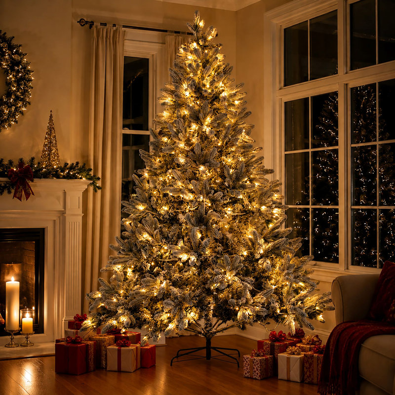 Pre-lit Artificial Christmas Tree with LED Lights, 8FT/240cm