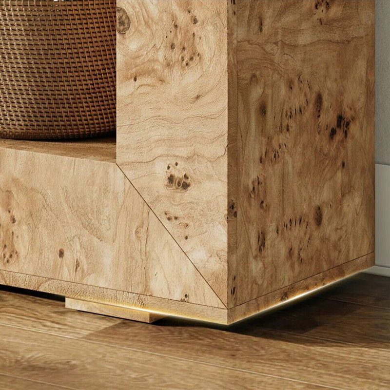 Console en bois de style américain, H 33,4 po x l 62,9 po x P 11,8 po, Bois naturel