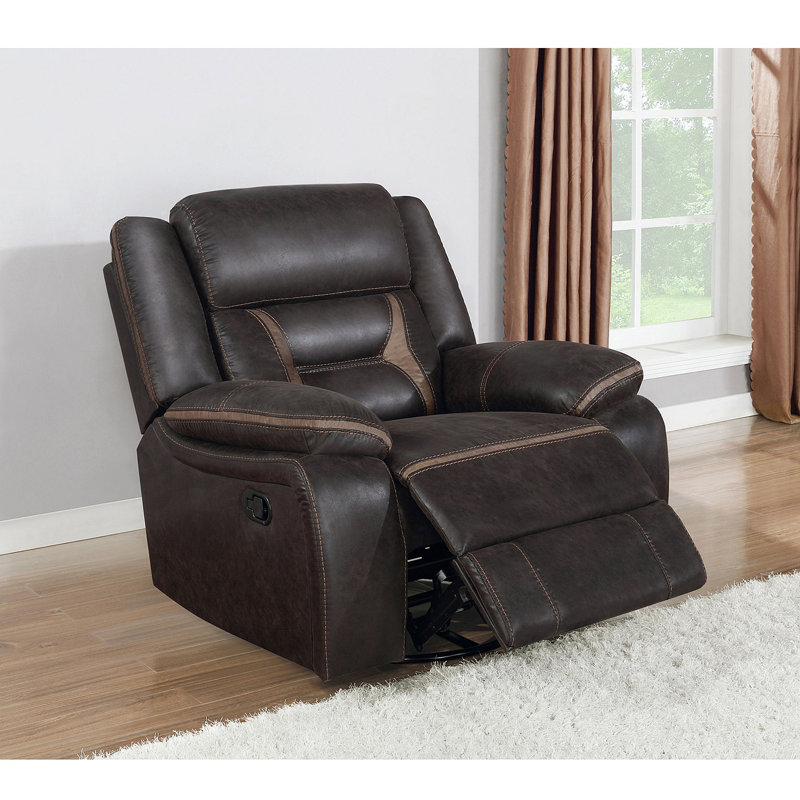 Fauteuil inclinable pivotant avec accoudoirs coussinés Brazelton, Brun