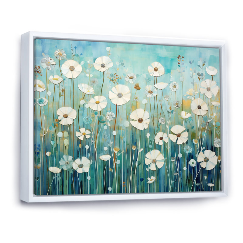 «Refreshing Flower Lagoon», reproduction sur toile, Cadre flottant blanc, H 12 po x l 20 po x P 0,5 po