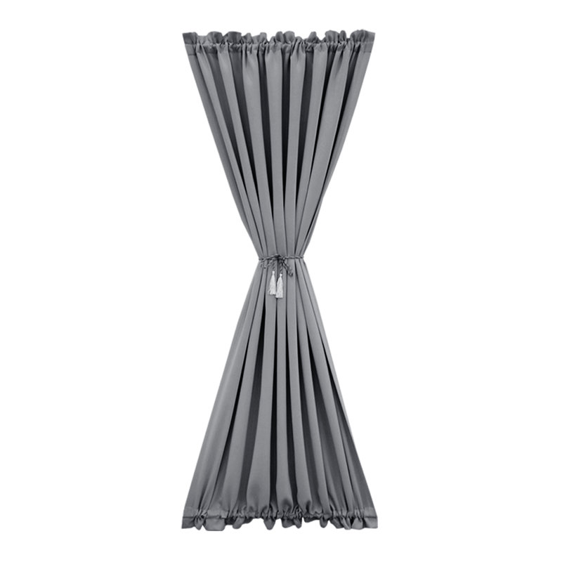 Paire de rideaux à portes françaises en mélange de polyester Rurée, Gris, L 24 po x L 72 po