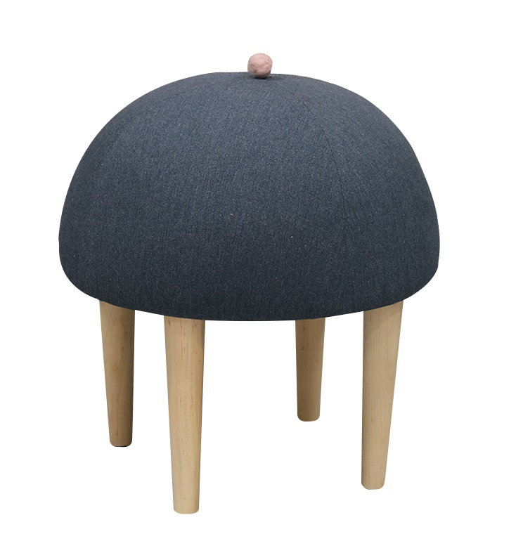 Moher Solid Wood Accent Stool, Dark Blue
