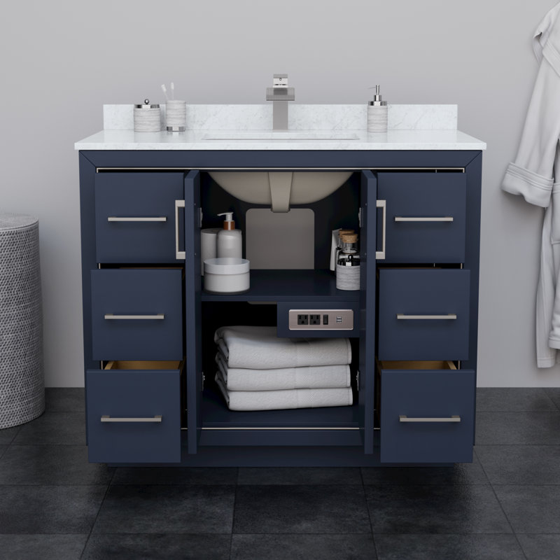 42'' W Single Vanity, Dark Blue, Giotto Quartz, Brushed Nickel