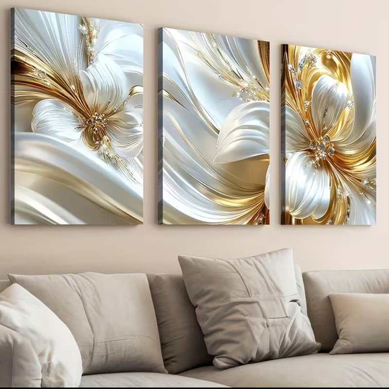 3 Piece Wrapped Canvas Print, 40 cm H x 90 cm W