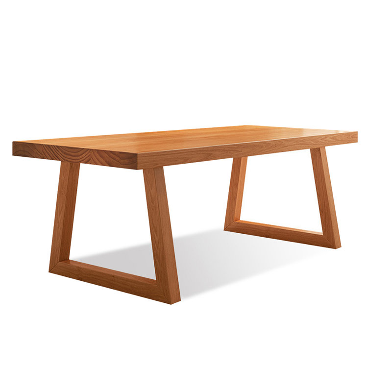 Light Brown Rectangular Solid Wood Dining Table, 29.53"H x 62.99"L x 27.56"W