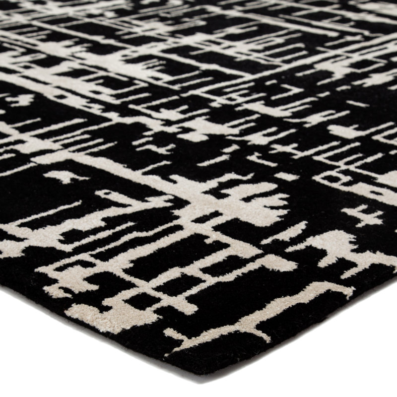 Tapis noir touffeté à la main Brannon, Rectangulaire 2 pi x 3 pi