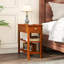  2 PCS Narrow End Tables w/Drawer Shelves & Rubber Wood Legs Sofa Side Table