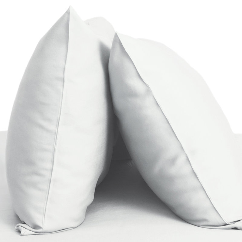 Rayon Sateen - Set of 2, Standard Pillow: 20" x 26", White
