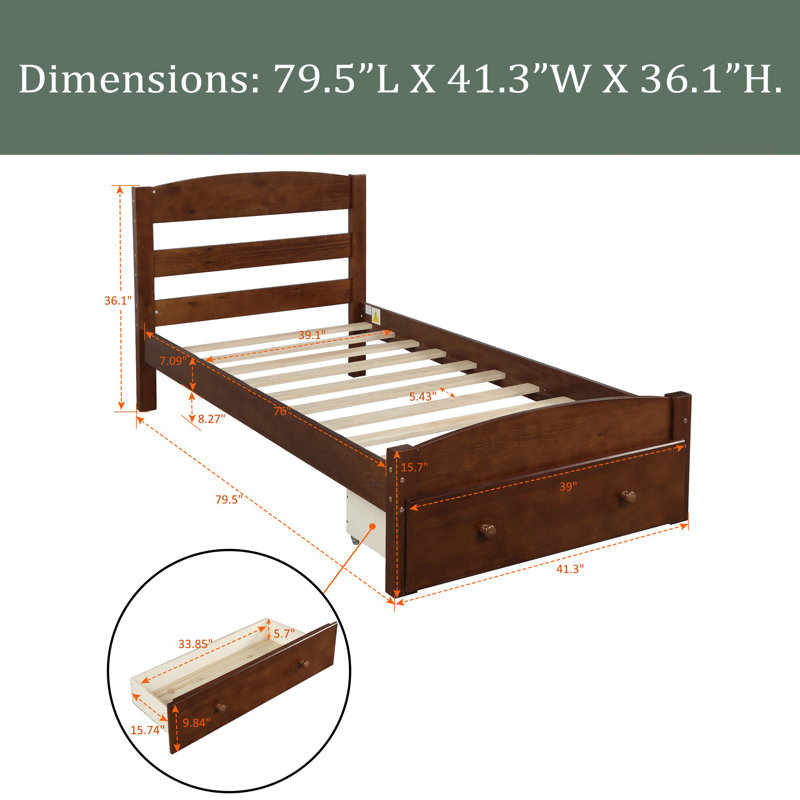 Slat Storage Bed, Walnut