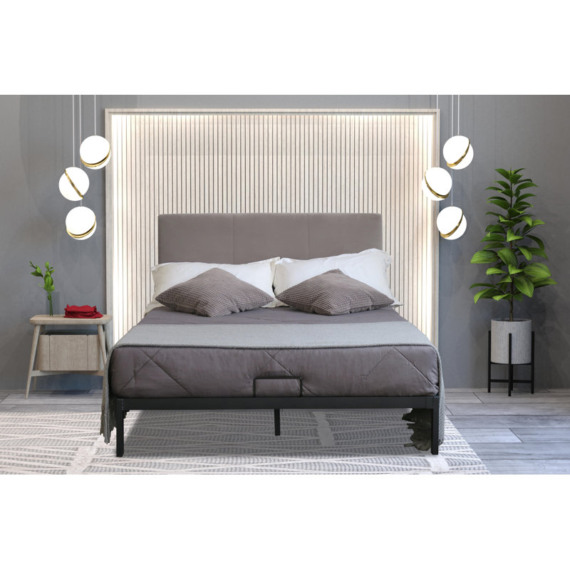 Inyokern Upholstered Bed, Double (4'6), Grey