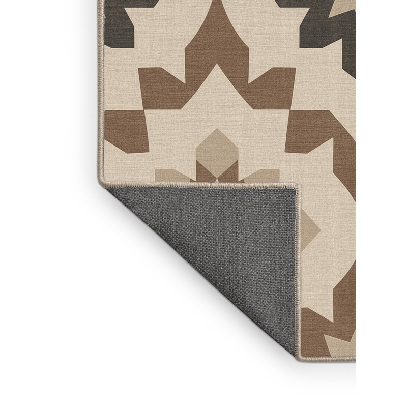 Soft Plush Eakes Global Inspired Moroccan Area Rug in Beige – Beige Binding, 7' Square