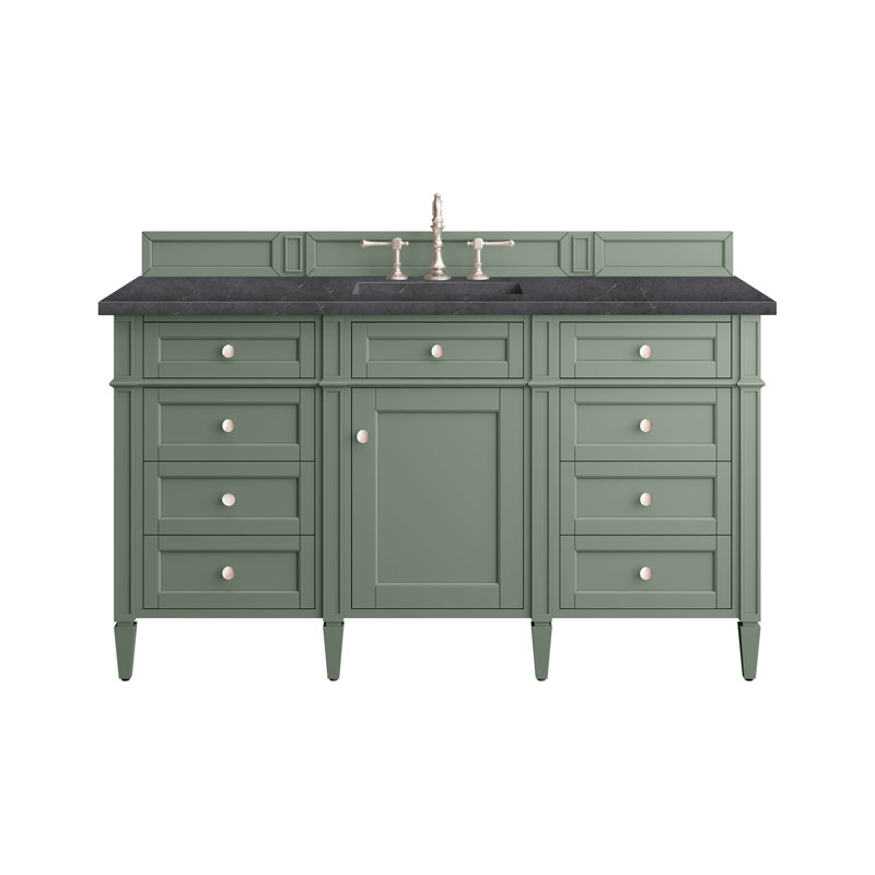 Brittany 60'' W Single Vanity, Charcoal Soapstone, Smokey Celadon, 8" Widespread