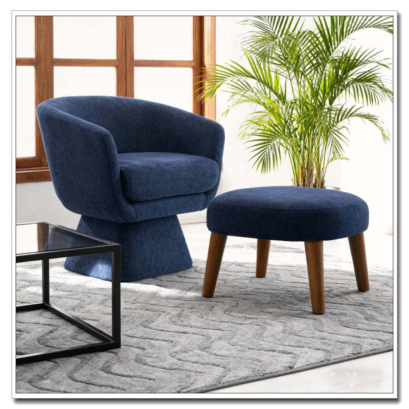 Chaise de loisir rembourrée avec repose-pieds, Bleu