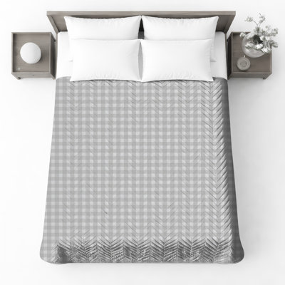 Couvre-lit matelassé à carreaux vichy gris toutes tailles