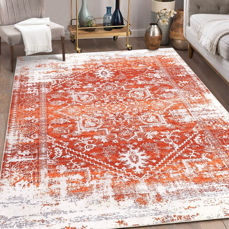 Floral Linen 78.7cm X 114.17cm Area Rug