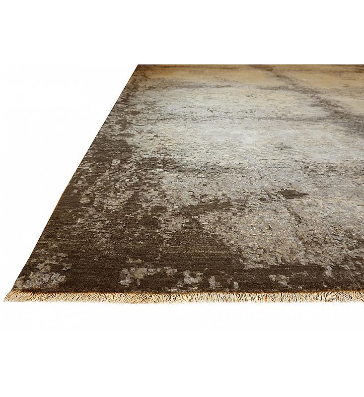 Affinity Wool & Silk Handmade Silk and Wool Abstract Area Rug, Taupe-Bark, Rectangle 2' x 3'