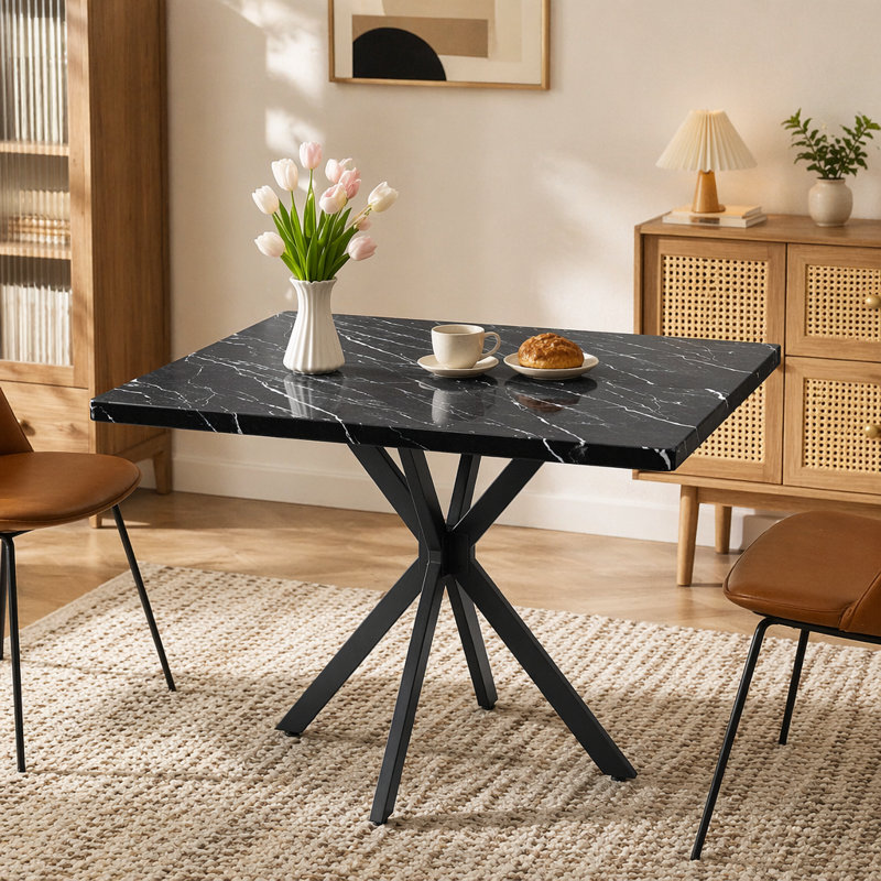 Table de salle à manger carrée, table de salle à manger carrée moderne Mid-Century pour 46 personnes, table basse pour la salle à manger de cuisine, bureau, économie d'espace