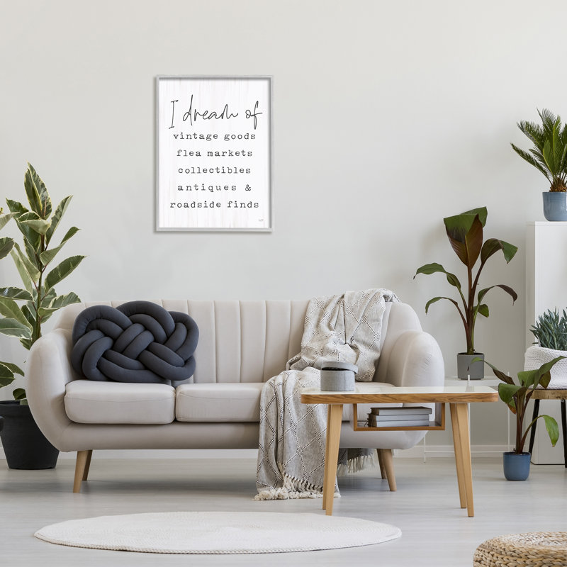«Dream Of Antiques», phrase encadrée sur bois, H 30 po x l 24 po x P 1,5 po, Estampe numérique Farmhouse