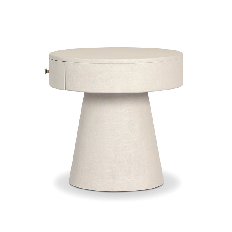 Chiro Nightstand-Black Linen, Ivory Painted Linen