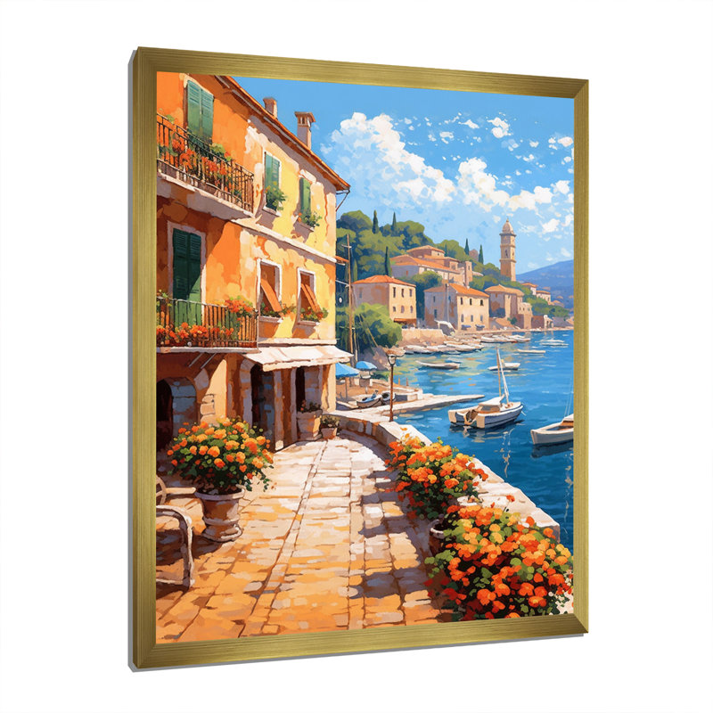 La Dolce, plage italienne I - art mural Italie, H 32 po x l 24 po x P 1 po, Cadre doré simple