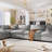 U-Style Upholstered Oversize Modular Sofa With Removable Ottoman,Sectional Sofa