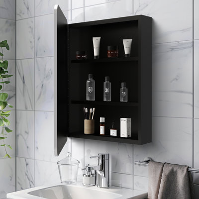 24X30 Inch Silver Metal Framed Wall Mount Or Recessed Bathroom Medicine Cabinet With Mirror