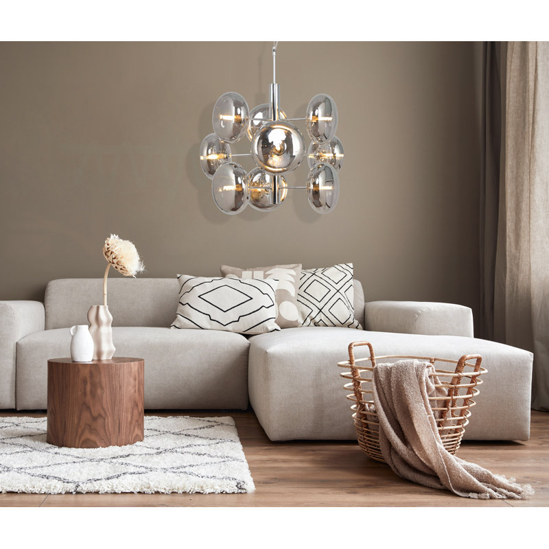 Zachariah 9 - Light Crystal Jar Pendant, Chrome