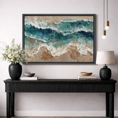 Art abstrait de vagues côtières, photos de salon, impression sur toile encadrée