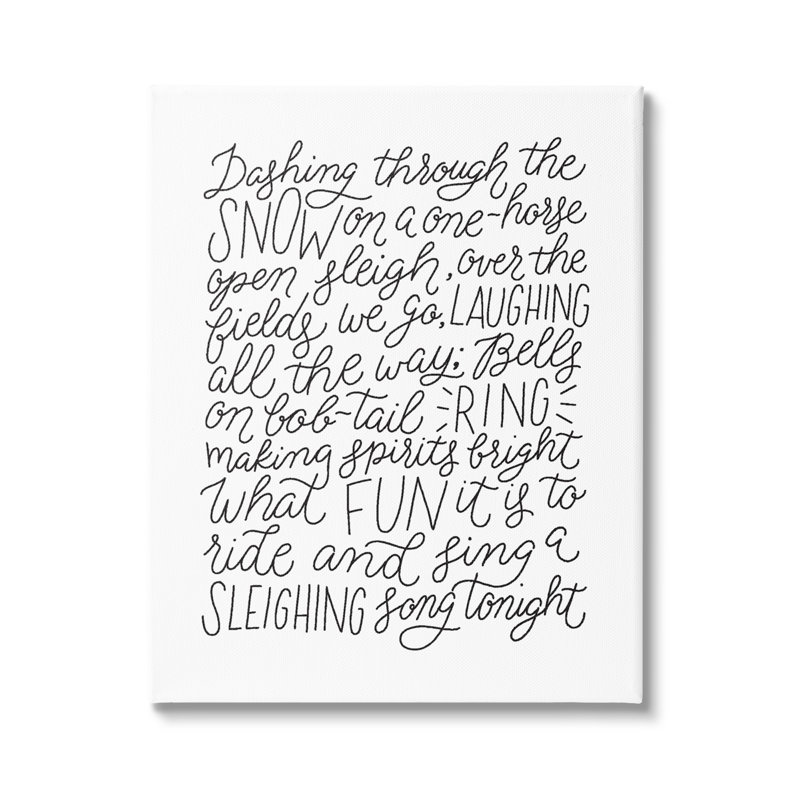 «Dashing Through the Snow Fun Casual Calligraphy Song» par Leah Bisch - Art textuel rectangulaire sur toile