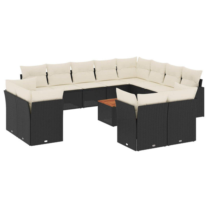 Vidaxl Garden Sofa Set Black, Cream White