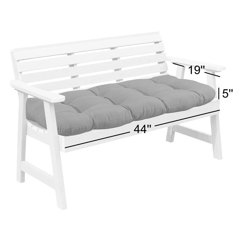 Ebern Designs 44" x 19" Tufted Outdoor Loveseat Cushion Red, Cream