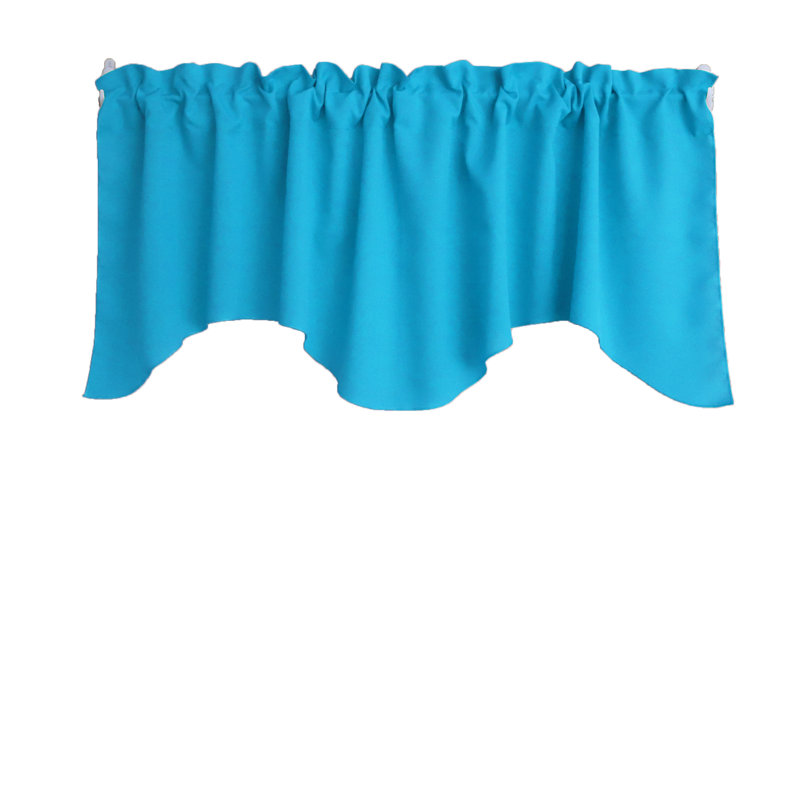 Cantonnière festonnée en popeline unie, Turquoise