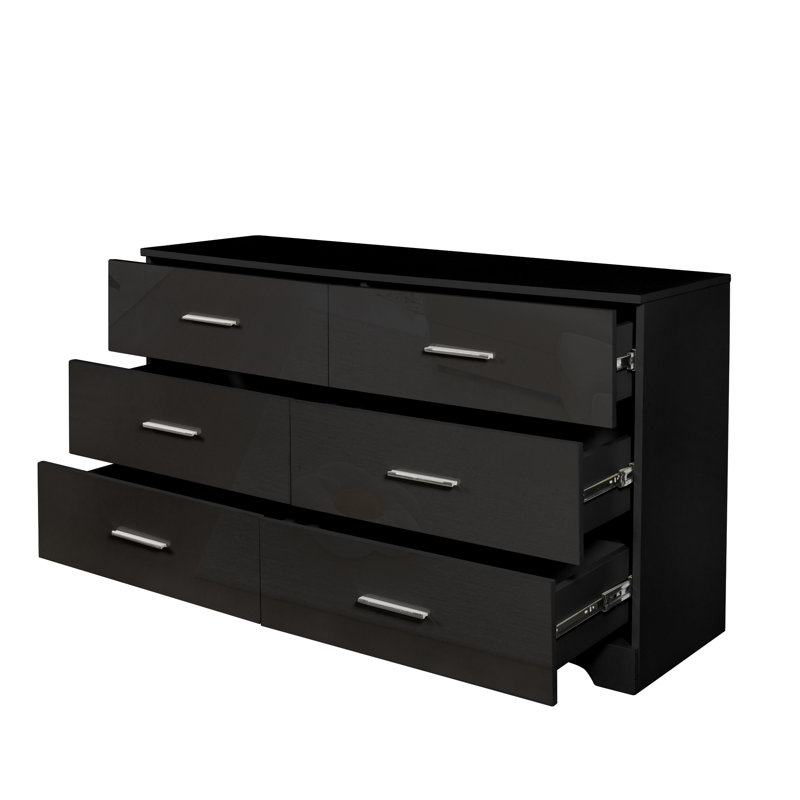 Johnethan 6 - Drawer 47.2" W Storage Cabinet, Black