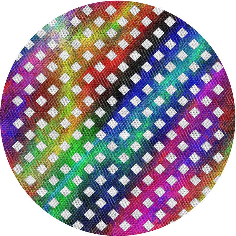 Tapis rose/vert/rouge tissé à la machine, Rond 3 pi