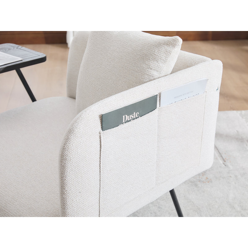 Fauteuil de détente Lounge avec petite table et coussin de dossier, Beige