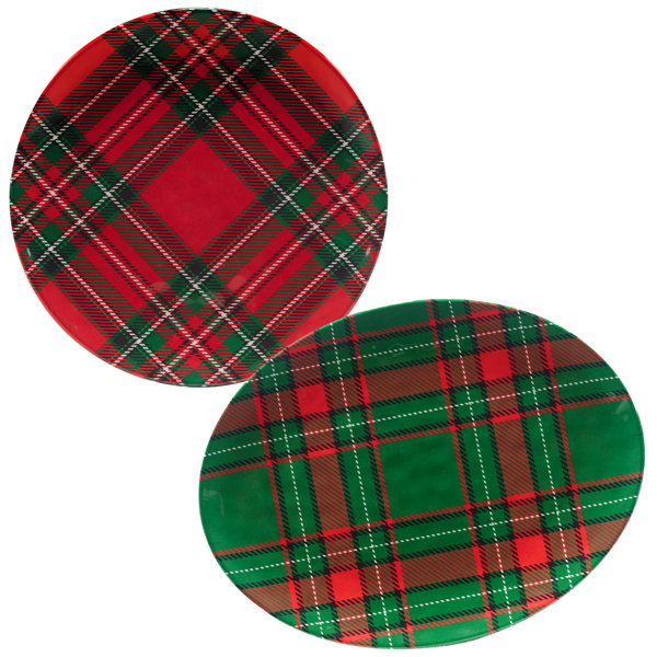 Certified International Christmas Plaid 2pc Platter Set | Wayfair