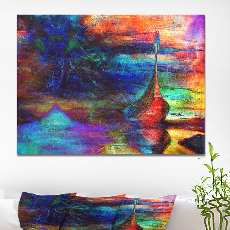 « bateau avec dragon en bois dragon », Toile tendue