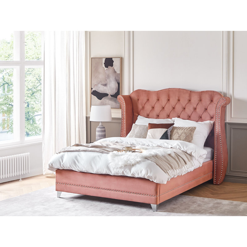 Inverness Upholstered Bed, European Double (140 x 200cm), Pink