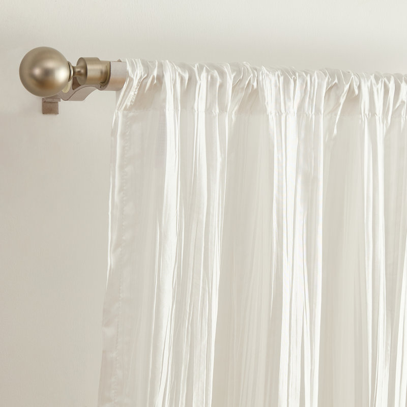 Danielly Solid Semi-Sheer Faux Crushed Silk Window Curtain and Scarf Set, White, 52" x 95"
