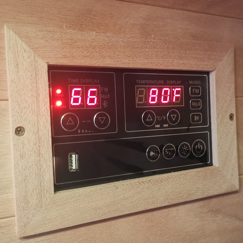 Sauna infrarouge sec Home Light pour 1 personne | Une lampe de lecture à DEL, audio Bluetooth, fonction de minuterie de température et évent, commande tactile, 7 panneaux de chauffage en fibre de carbone à faible intensité électromagnétique
