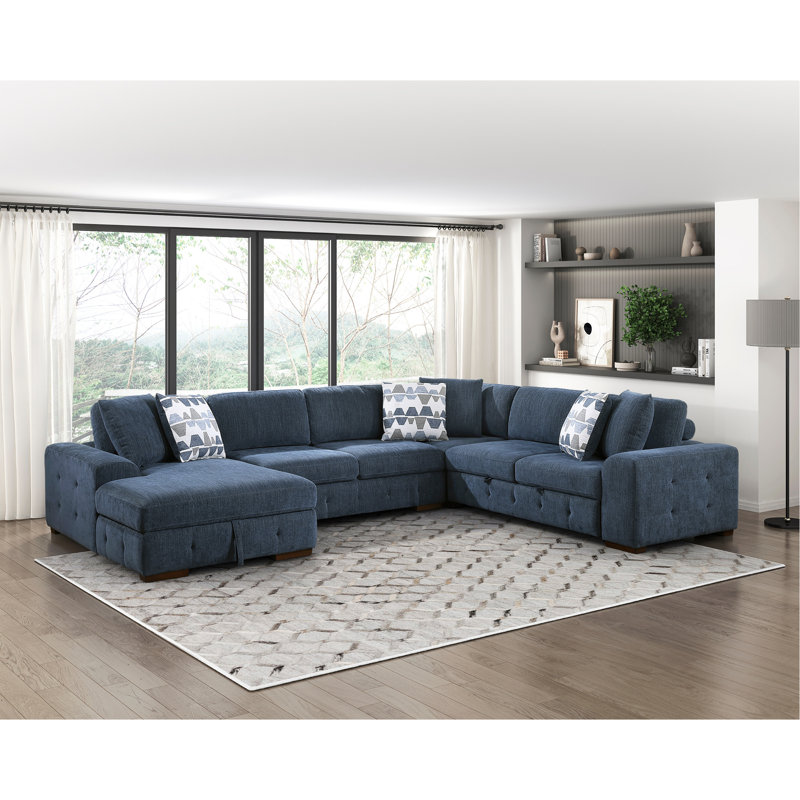 Canapé modulaire moderne 4 pièces avec méridienne gauche et rangement