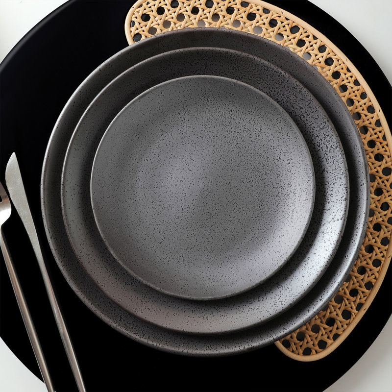 Valencia Metallic Grey Porcelain 16-Piece Dinnerware Set