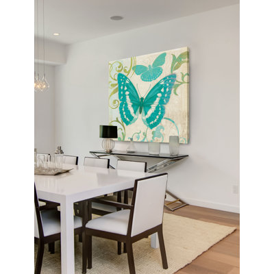 Teal Butterfly 1 Piece Wrapped Canvas Painting