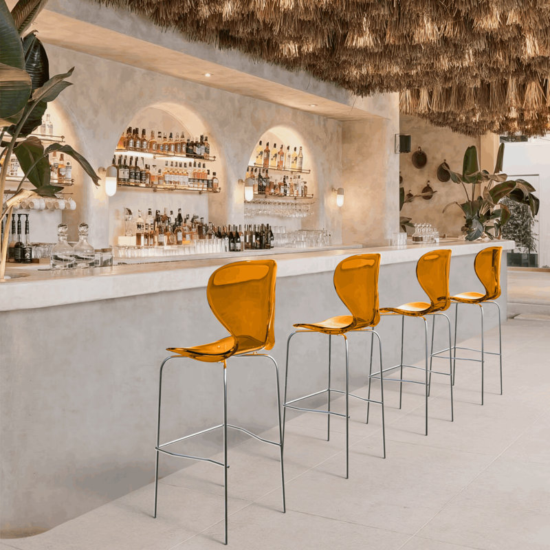 Tabouret de bar en acrylique Edenfield, Orange transparent