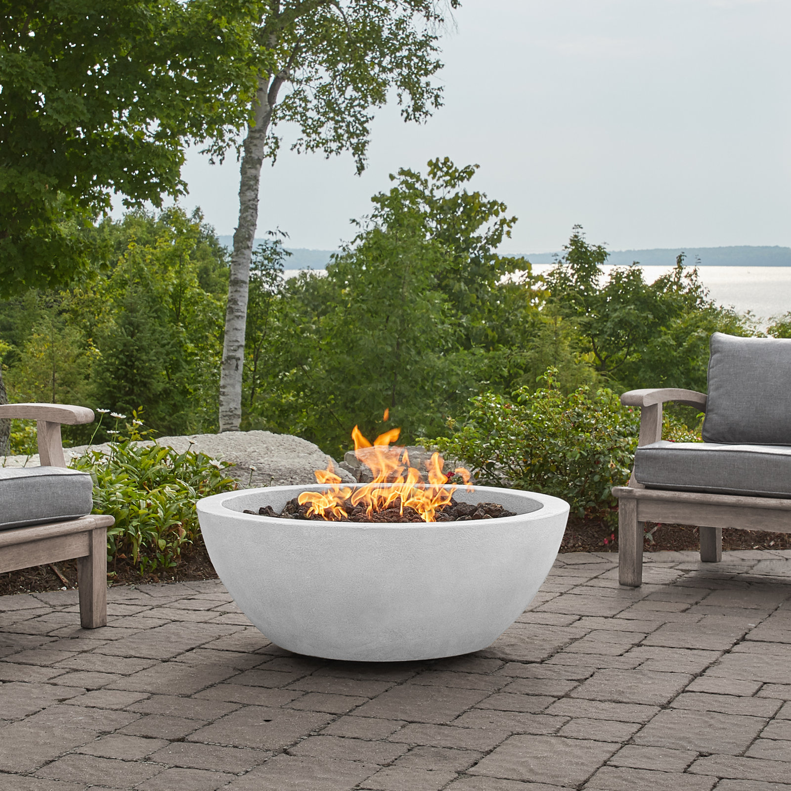 Eldora Round Fire Pit, 14" H x 38" W x 38" D, Propane, Chalk