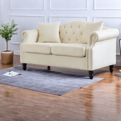 Causeuse en velours Compression de 57 pouces avec causeuse Chesterfield